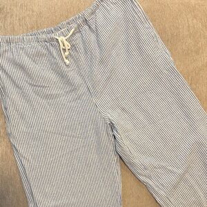 Women's Blue and White Stripe Drawstring Joggers